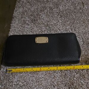 Michael Kors Black Leather Wallet with Gold Accent